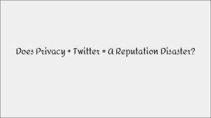 Twitter & Privacy Concerns: A Reputation Management Disaster?