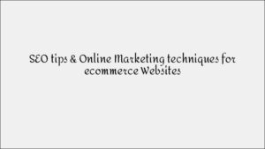SEO & Online Marketing Techniques for E-Commerce